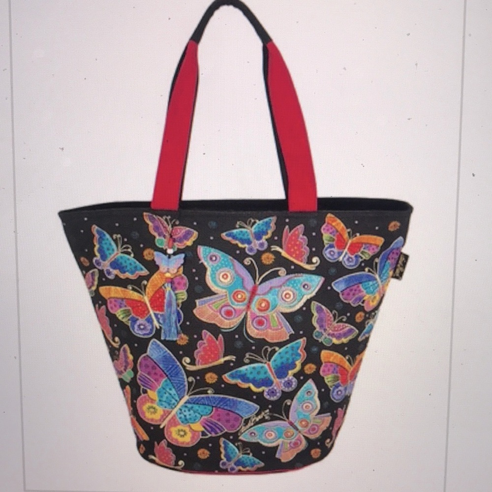 Laurel Burch-Sun and Sand Butterflies Canvas Medium Shoulder Tote-LB6131 NWT